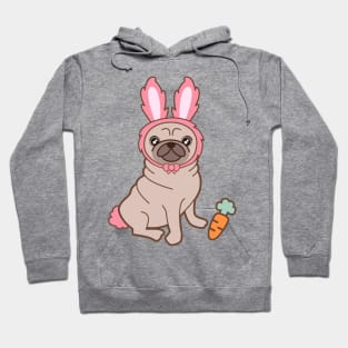 Pug dog in a rabbit costume Hoodie